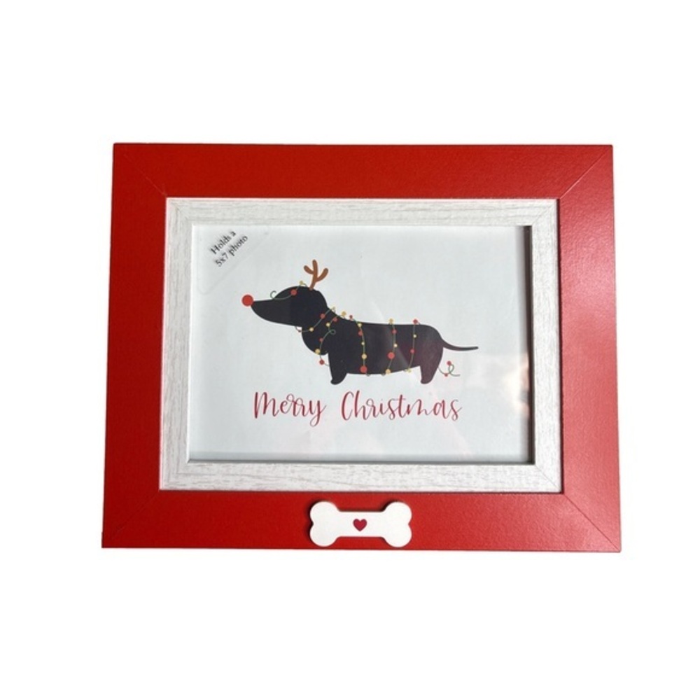 ⭐️ NWOT Red Christmas Picture Frame for your favorite dog lover- 5x7 pic